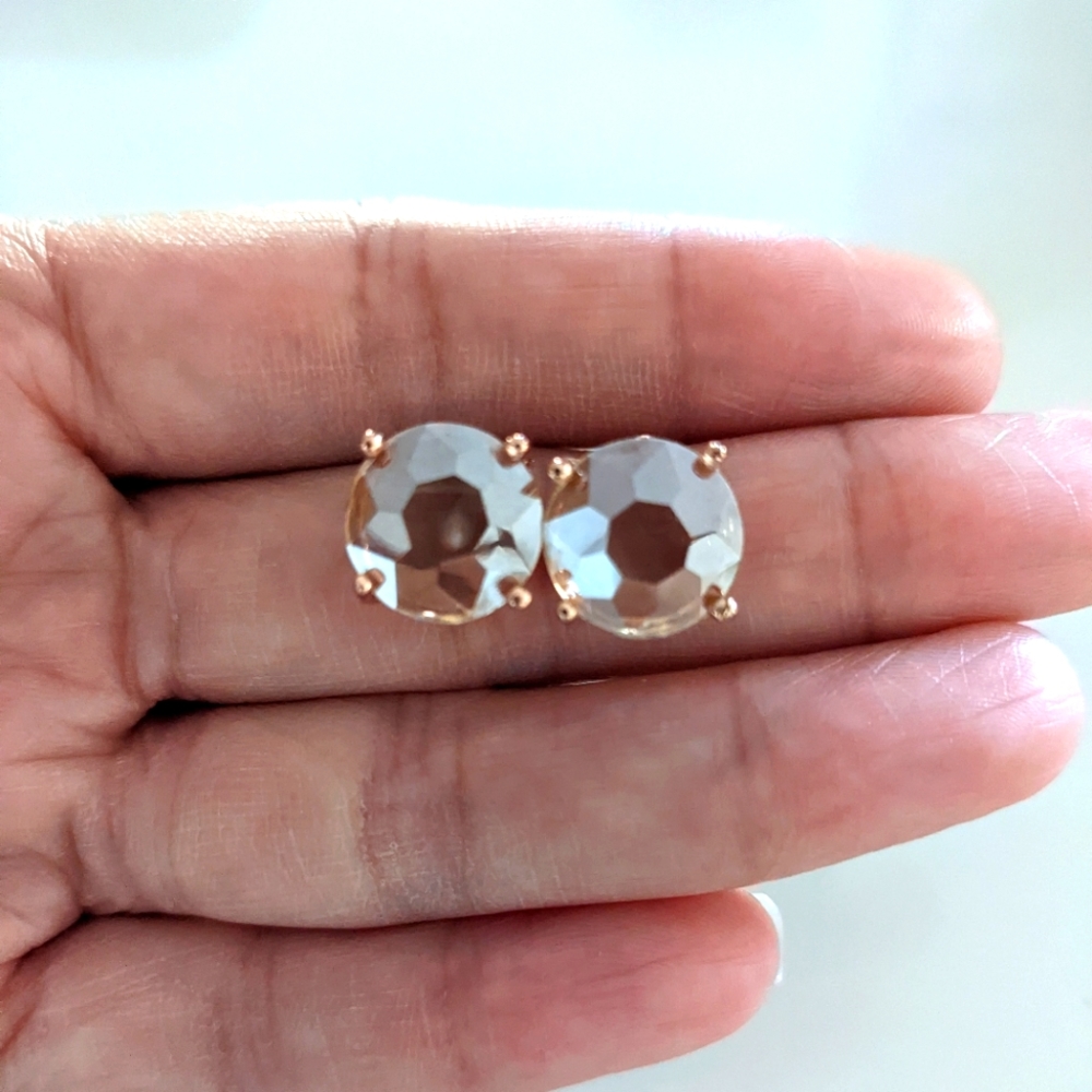Large Rose Gold Tone Crystal Studs